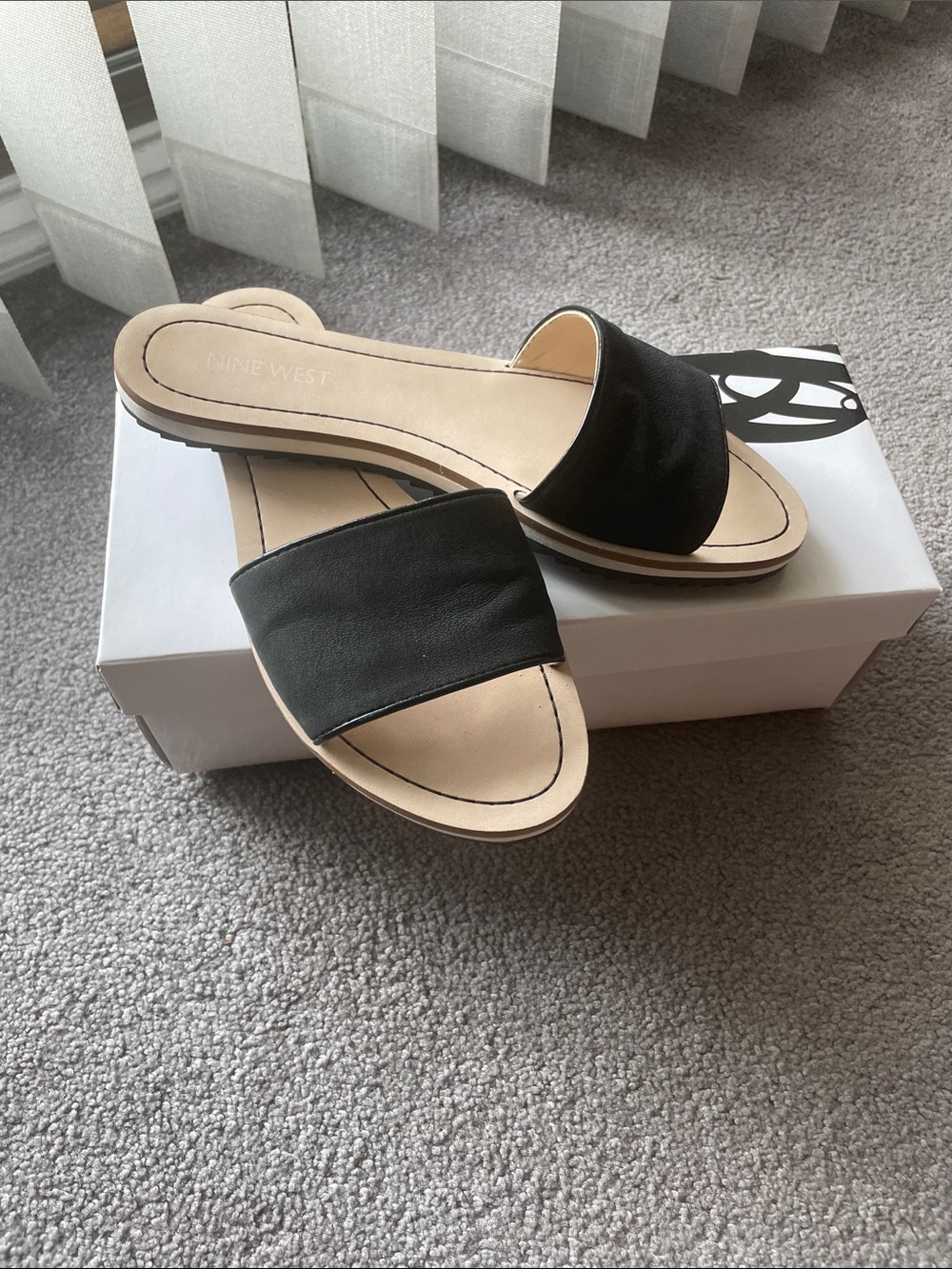 Nine West Black Slide Sandals